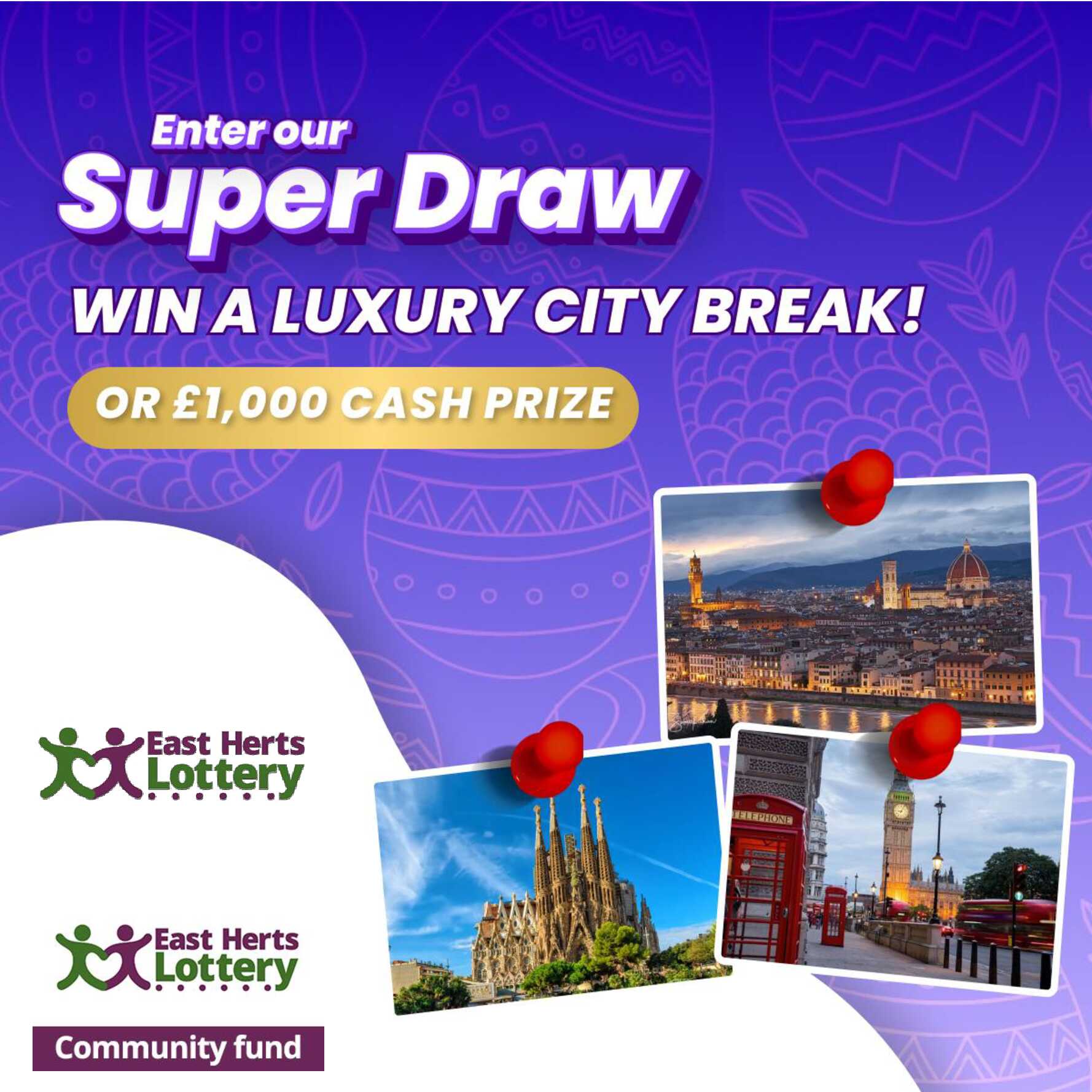 Win a trip a way or £1000 cash with Superdraw Saturday tomorrow